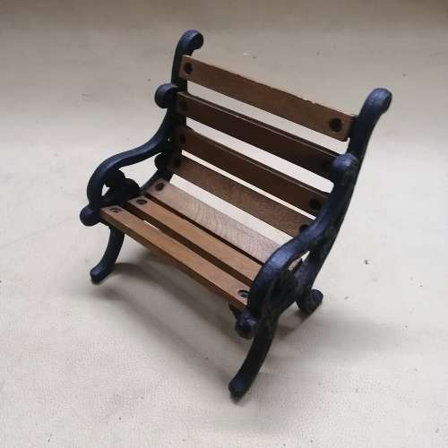 Vintage 80s Mini Park Bench, Cast Iron & Wood - No 3 of 3