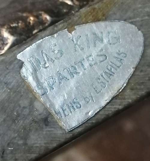 VINTAGE BRONZE METAL SPARTAN WARRIOR ON A WOODEN BASE