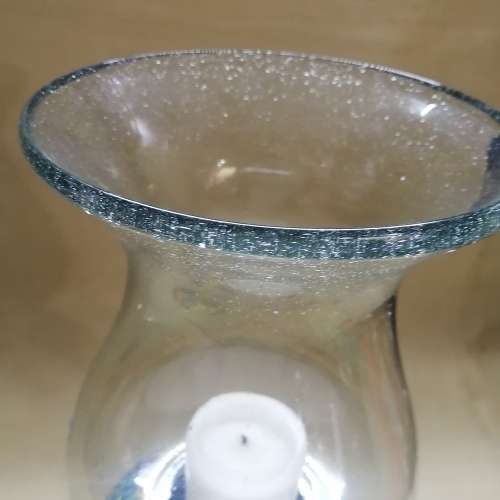 GORGEOUS GIANT HAND PAINTED CERAMIC PEWTER FOOTED CANDLE STAND AND BOWL SET