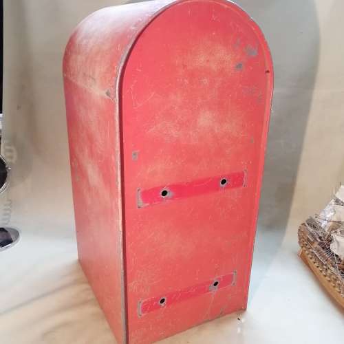 VERY LARGE VINTAGE RED POST OFFICE BOX WITH LOCK AND KEY