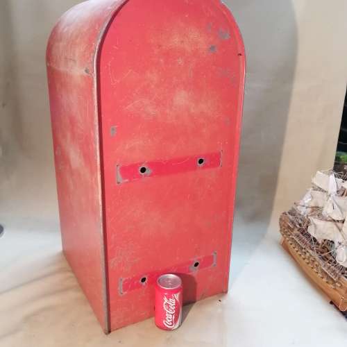 VERY LARGE VINTAGE RED POST OFFICE BOX WITH LOCK AND KEY