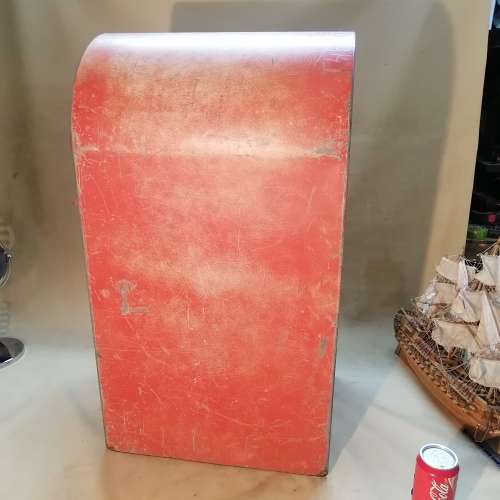 VERY LARGE VINTAGE RED POST OFFICE BOX WITH LOCK AND KEY