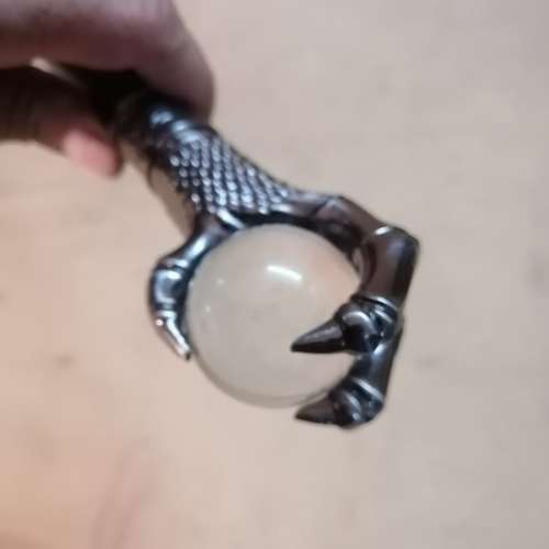 STUNNING HIDDEN SWORD METAL WALKING STICK WITH EAGLE CLAW CLUTCHING A CRYSTAL BALL