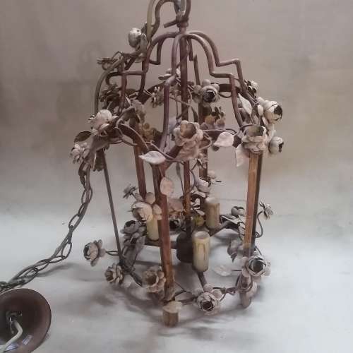 EXQUISITE VINTAGE METAL FLOWER CHANDELIER