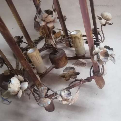 EXQUISITE VINTAGE METAL FLOWER CHANDELIER