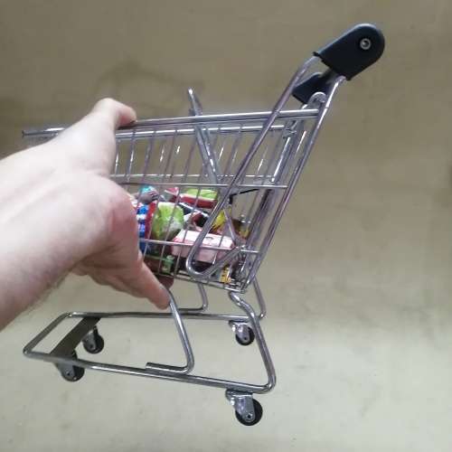 CUTE MINIATURE WOOLWORTHS SHOPPING CART FILLED WITH CHECKERS MINIS