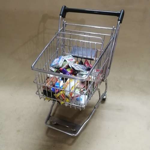 CUTE MINIATURE WOOLWORTHS SHOPPING CART FILLED WITH CHECKERS MINIS