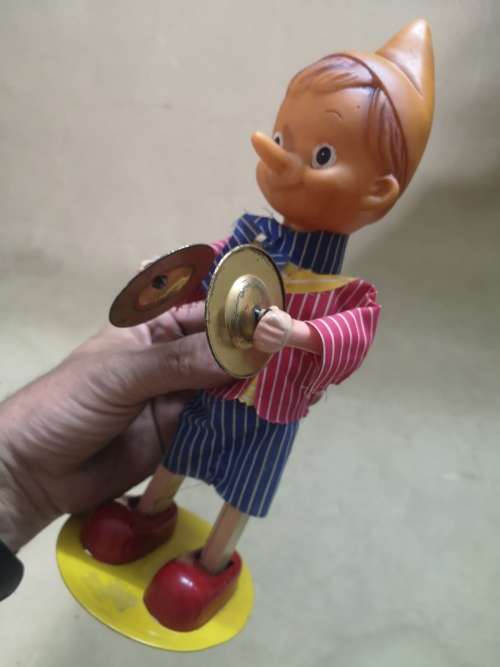 VERY RARE 1950`S CIRCA PINOCCHIO METAL WIND-UP TOY - 100% WORKING
