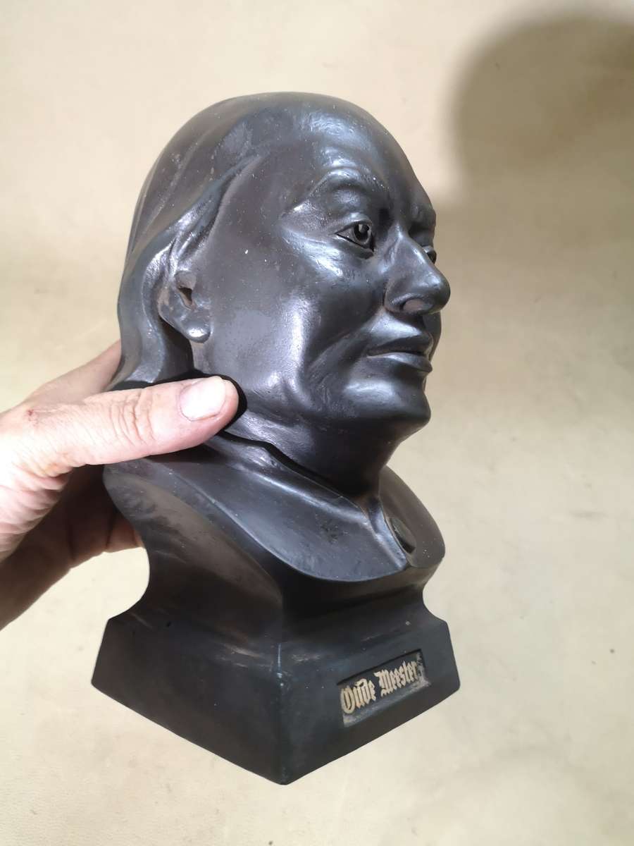 RARE Vintage Oude Meester Brandy Advertising Bust (280mm tall, Hard Rubber)