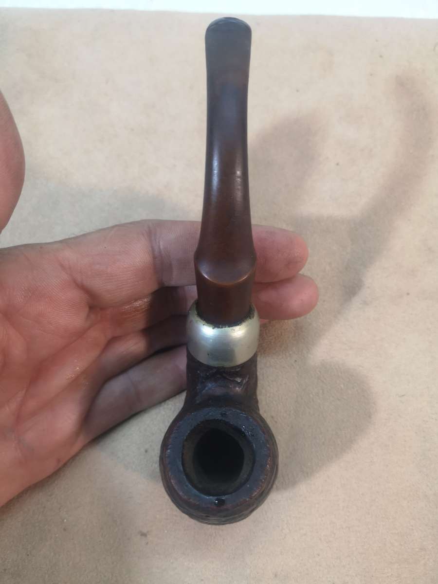 EXQUISITE ORIGINAL VINTAGE K&P PETERSON RUSTIC STERLING SILVER PIPE - 1 OF 2 ON AUCTION