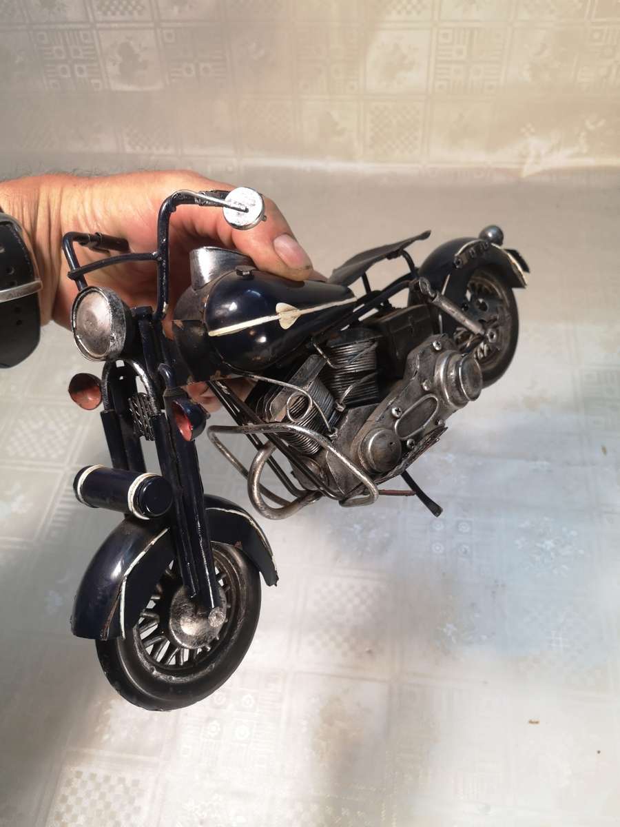 VERY LARGE VINTAGE HARLEY DAVIDSON METAL FIGURINE