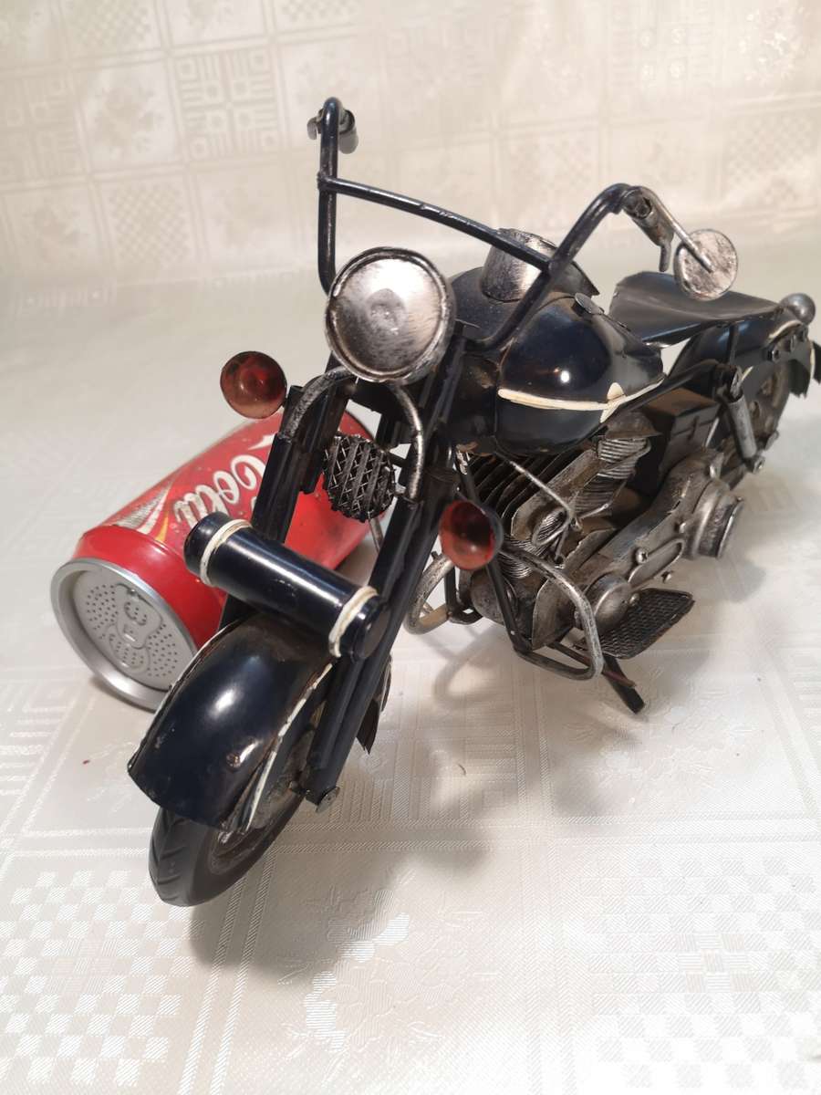VERY LARGE VINTAGE HARLEY DAVIDSON METAL FIGURINE