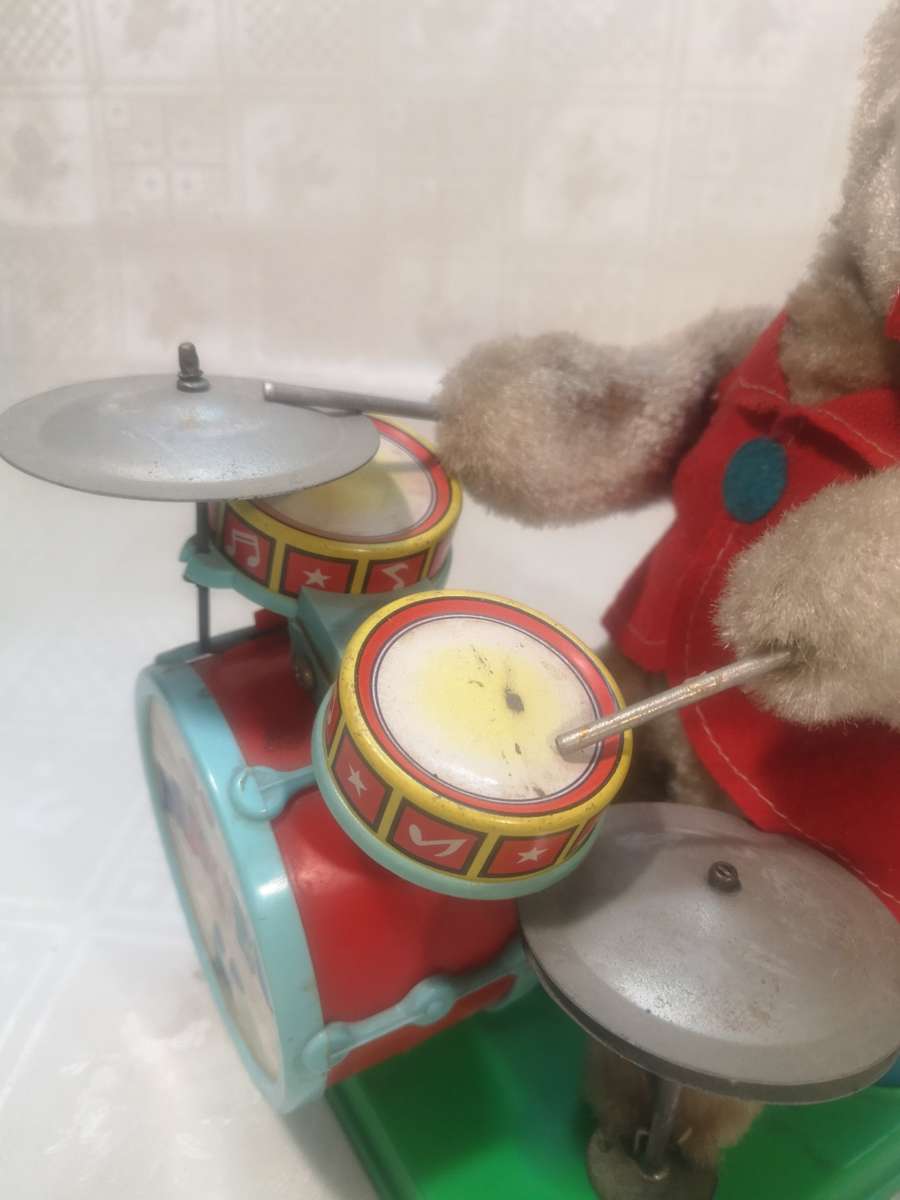 1950`S MAMBO THE JOLLY DRUMMING ELEPHANT TIN TOY - JAPAN