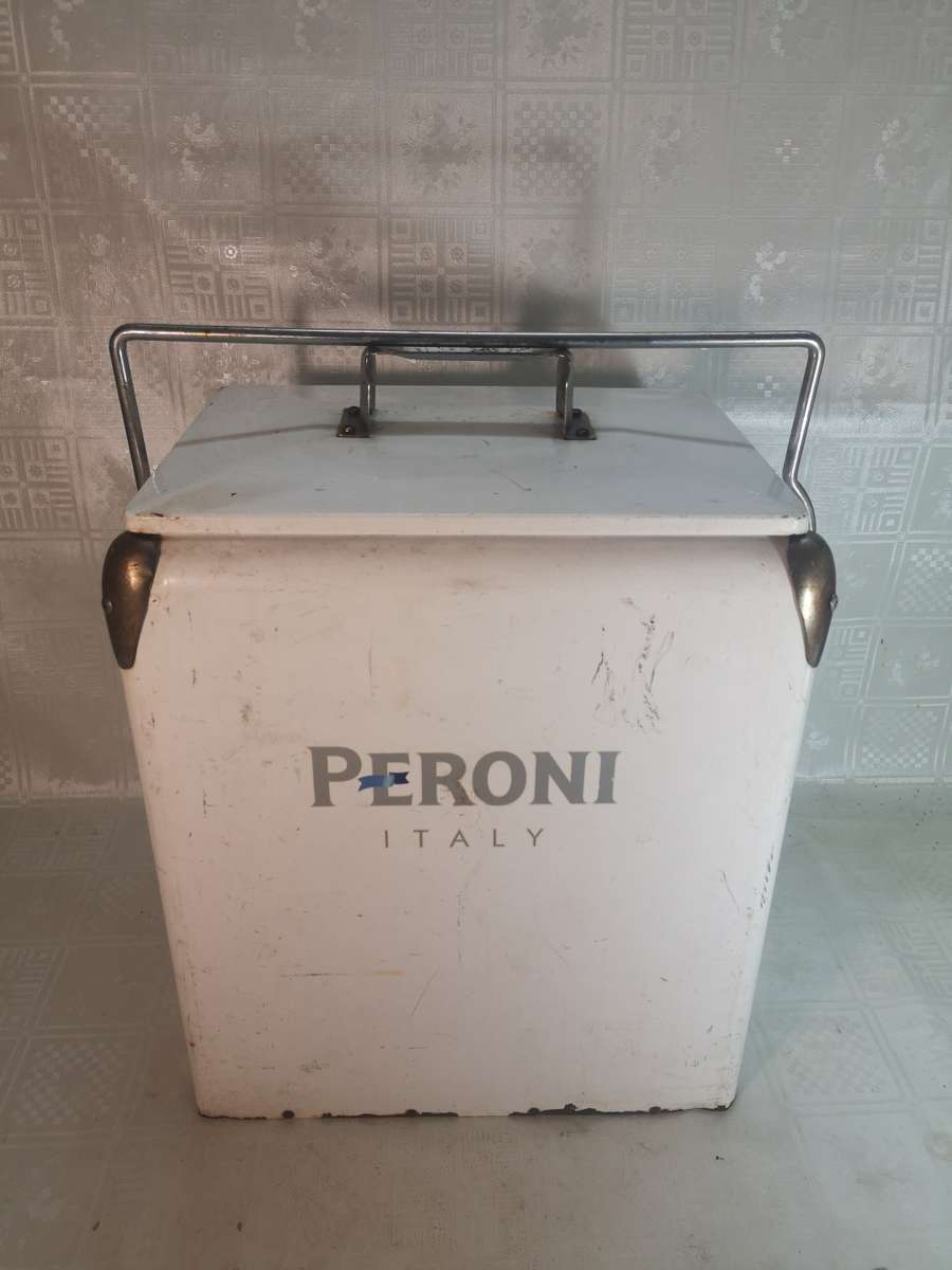 Magnificent Vintage Steel Peroni Italy Cooler Box With Opener