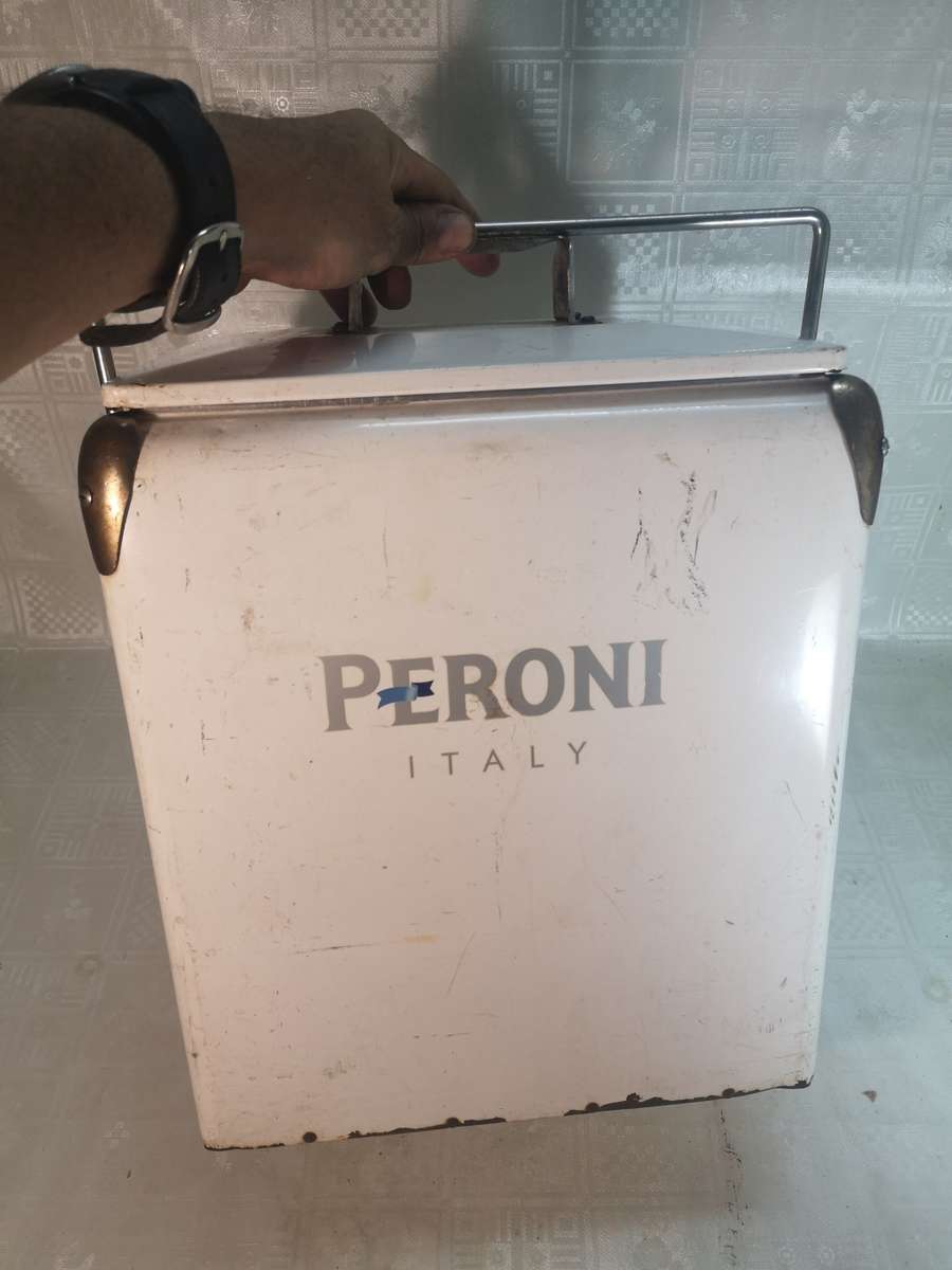 Magnificent Vintage Steel Peroni Italy Cooler Box With Opener