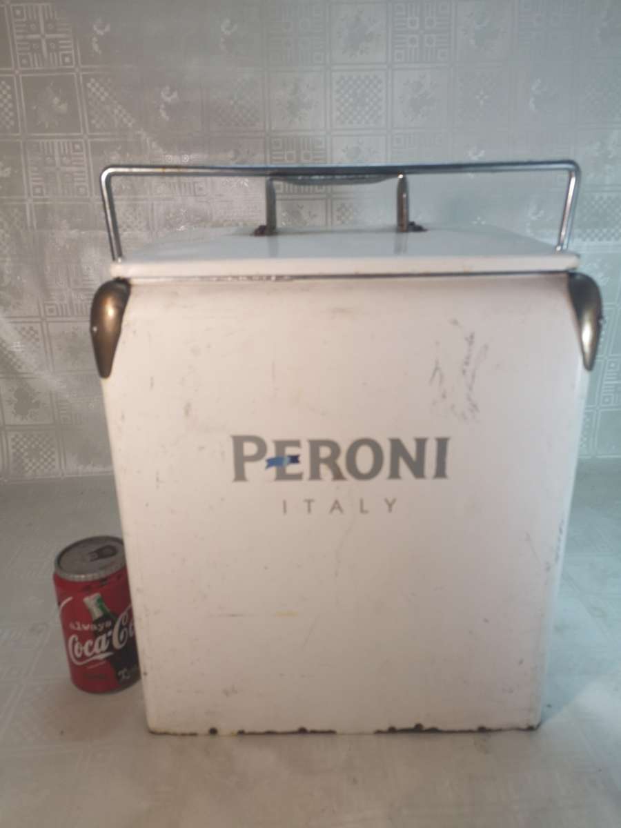 Magnificent Vintage Steel Peroni Italy Cooler Box With Opener