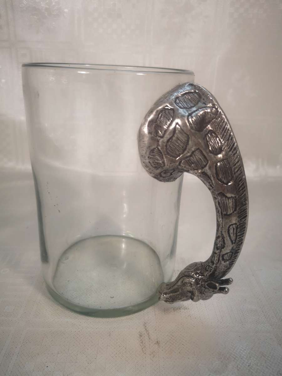Stunning Large Metal and Glass Giraffe Beer Mug