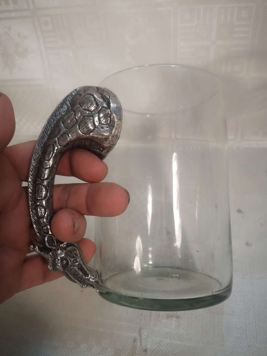 Stunning Large Metal and Glass Giraffe Beer Mug