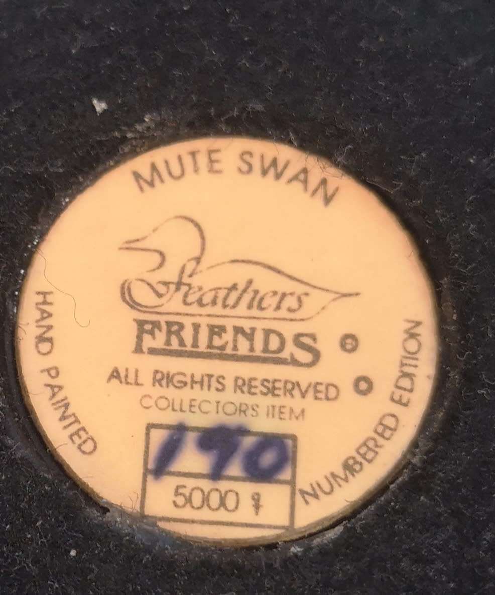 HIGHLY COLLECTABLE LIMITED EDITION NO 190 MUTE SWAN BY FEATHERS OF KNYSNA