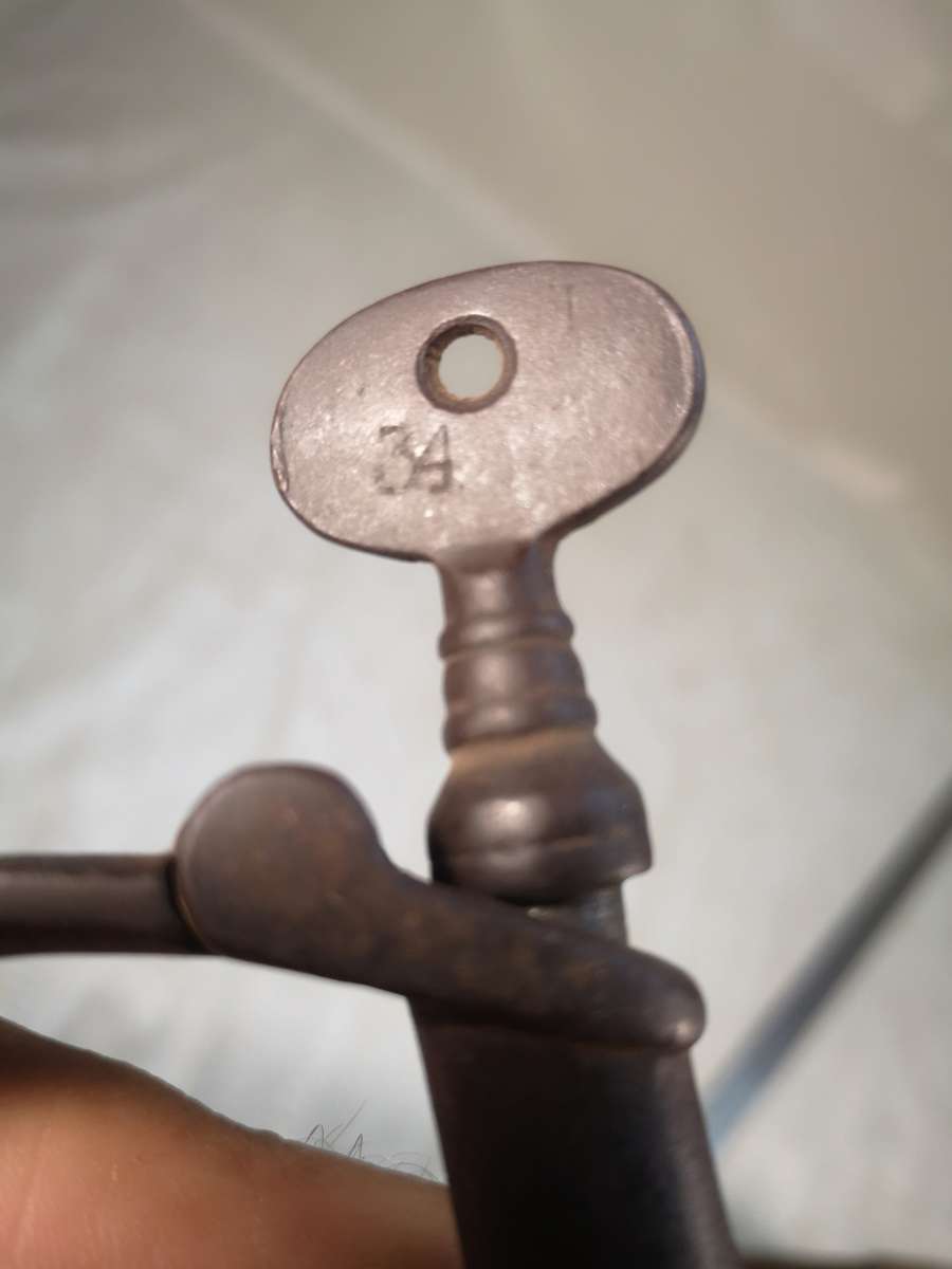 Rare pair of antique circa 1840, British, iron Hiatt Victorian handcuffs - Complete working