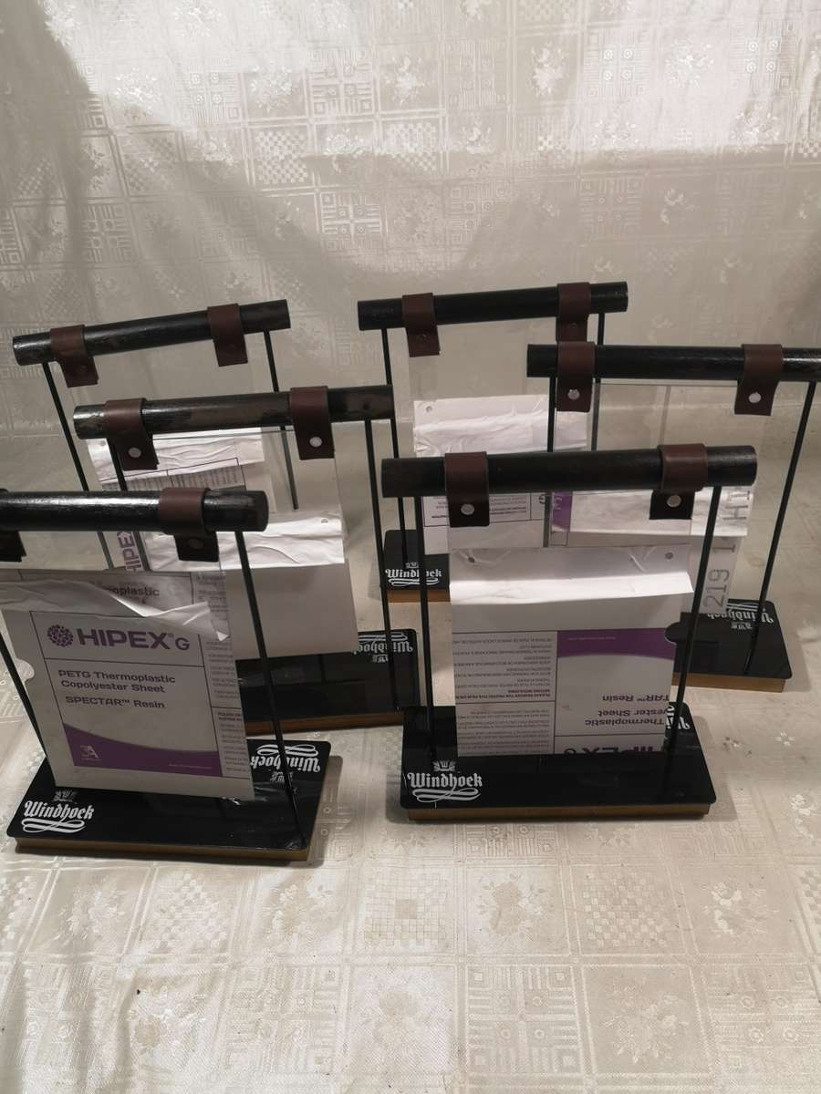 6 BRAND NEW WINDHOEK DOUBLE SIDED BAR MENU/DISPLAY STANDS