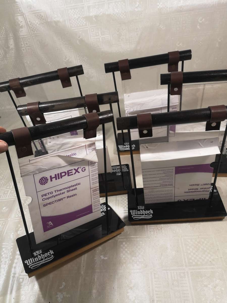 6 BRAND NEW WINDHOEK DOUBLE SIDED BAR MENU/DISPLAY STANDS