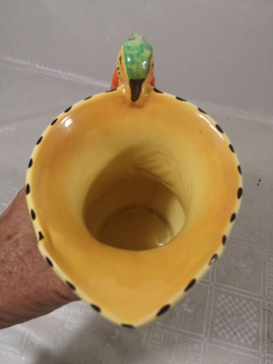 RARE Burleigh Ware Pottery Art Deco Parrot Handled Pitcher 200mm