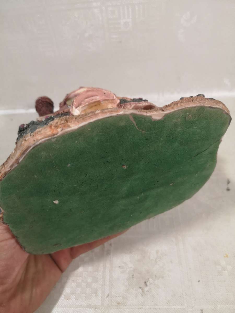 Large Vintage English Cottage Village Clock Hand Painted Resin Solina Quartz