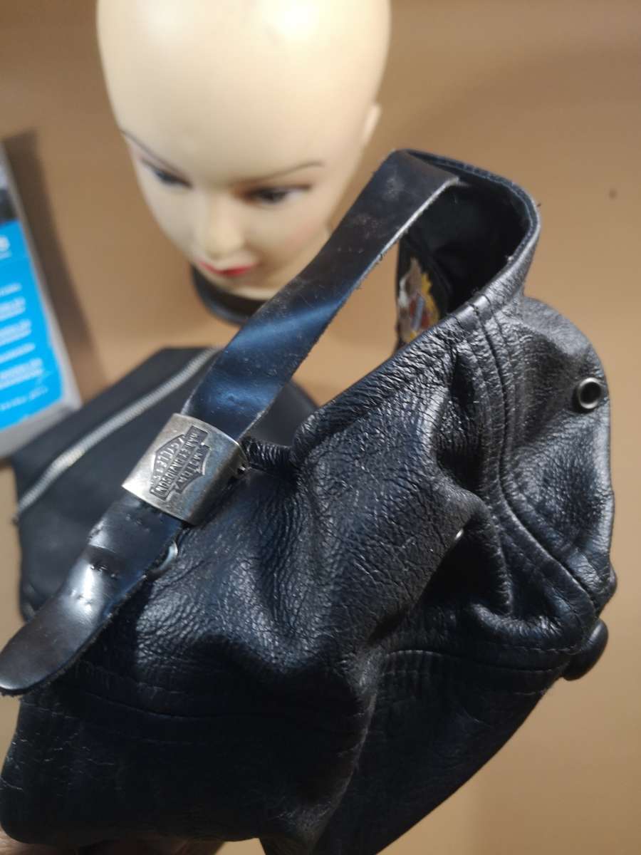 New - Harley Davidson 95th Anniversary Black 100% Leather Baseball Hat Cap + Bag + Owners Manual