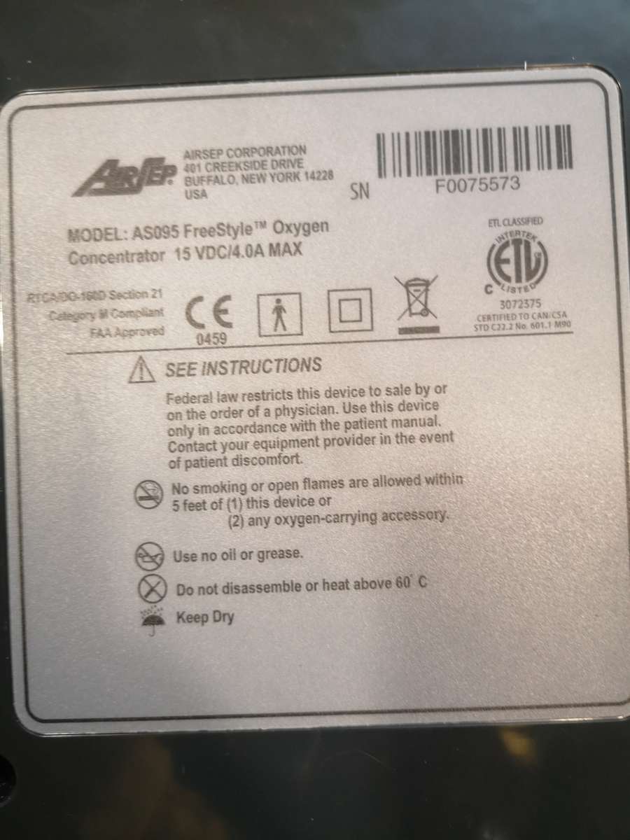 AIRSEP FREESTYLE 5 PORTABLE OXYGEN CONCENTRATOR - 100% TESTED WORKING