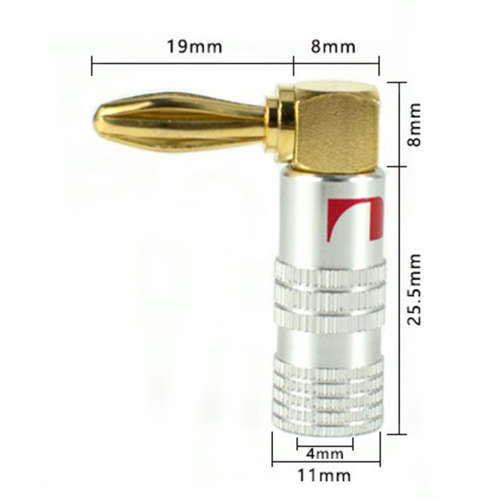 Nakamichi 4mm Banana Right Angle 90 degree gold plated copper connector Two Pairs