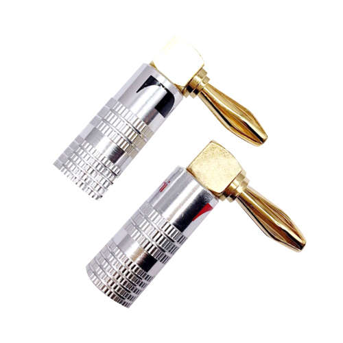 Nakamichi 4mm Banana Right Angle 90 degree gold plated copper connector Two Pairs