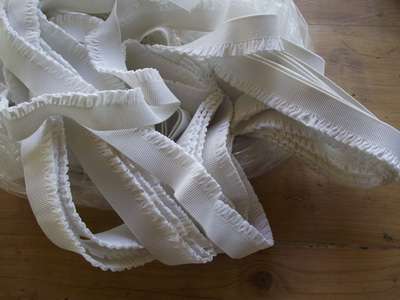 White Elastic with Frill 28mm wide