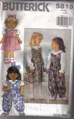 Butterick Sewing Pattern (Children) # 5815 Size 4-5-6