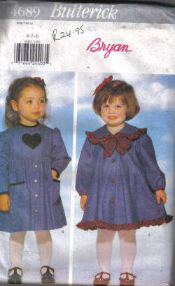 Butterick Sewing Pattern (Children) # 4689 Size 4-5-6