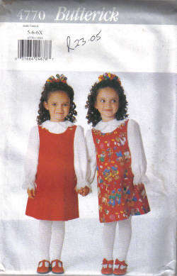 Butterick Sewing Pattern (Children) # 4770 Size 5-6-6x