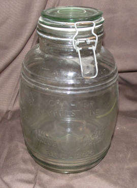Unusual Vintage Cracker Barrel Style Glass Jar (3 quarts)