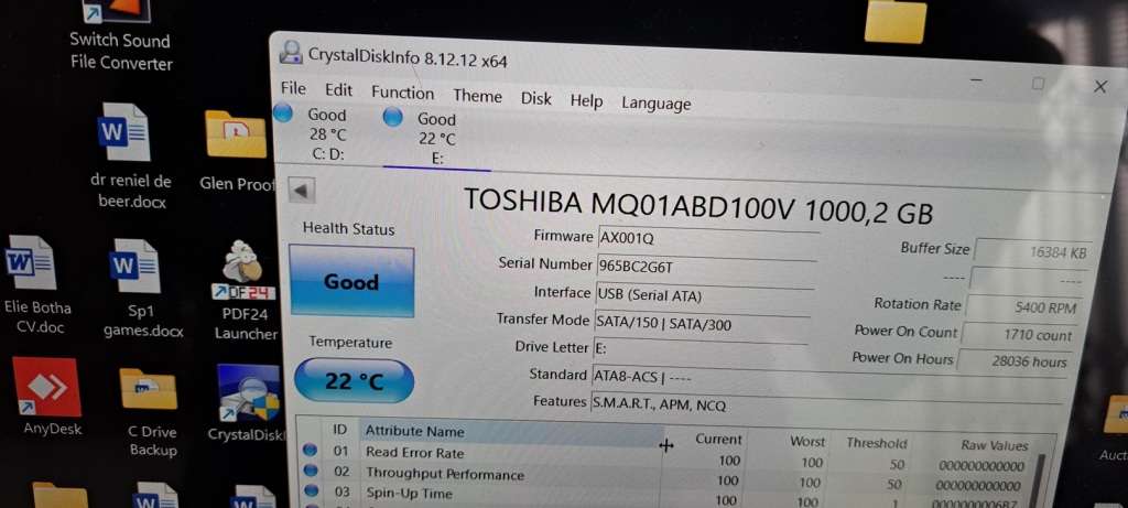 1TB Toshiba 2.5" Hard Drive