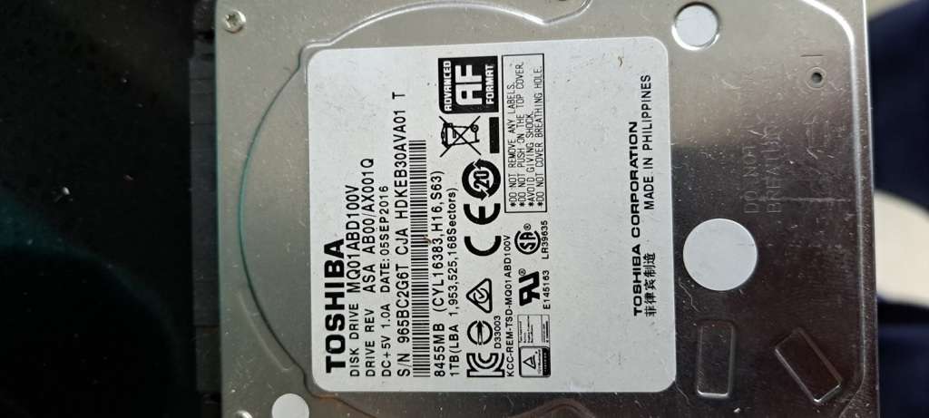 1TB Toshiba 2.5" Hard Drive