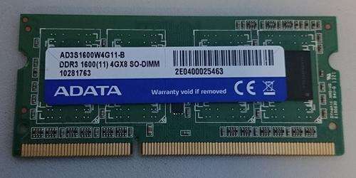 ADATA 4GB DDR 3 1600MHZ Laptop RAM