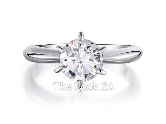 Solid Sterling Silver 925 Wedding Engagement Ring1.25 Carat Round Cut Created Diamond Size 7