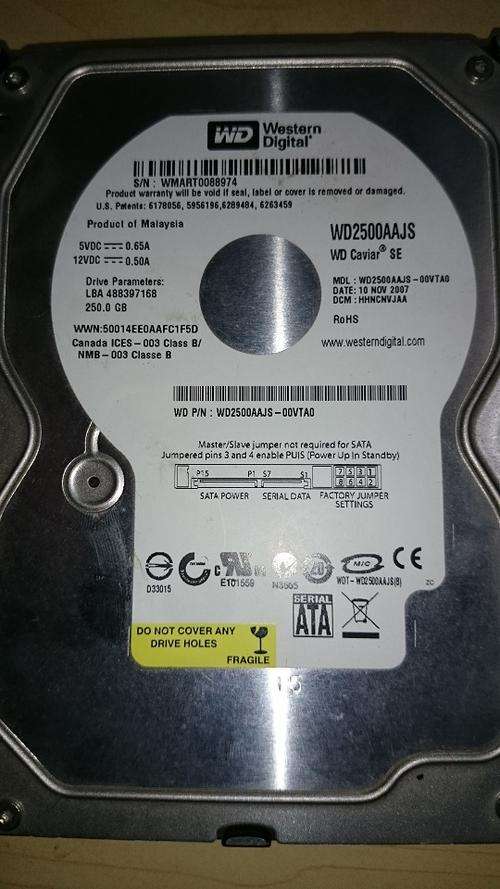 250GB Western Digital SATA Desktop Hard Drive