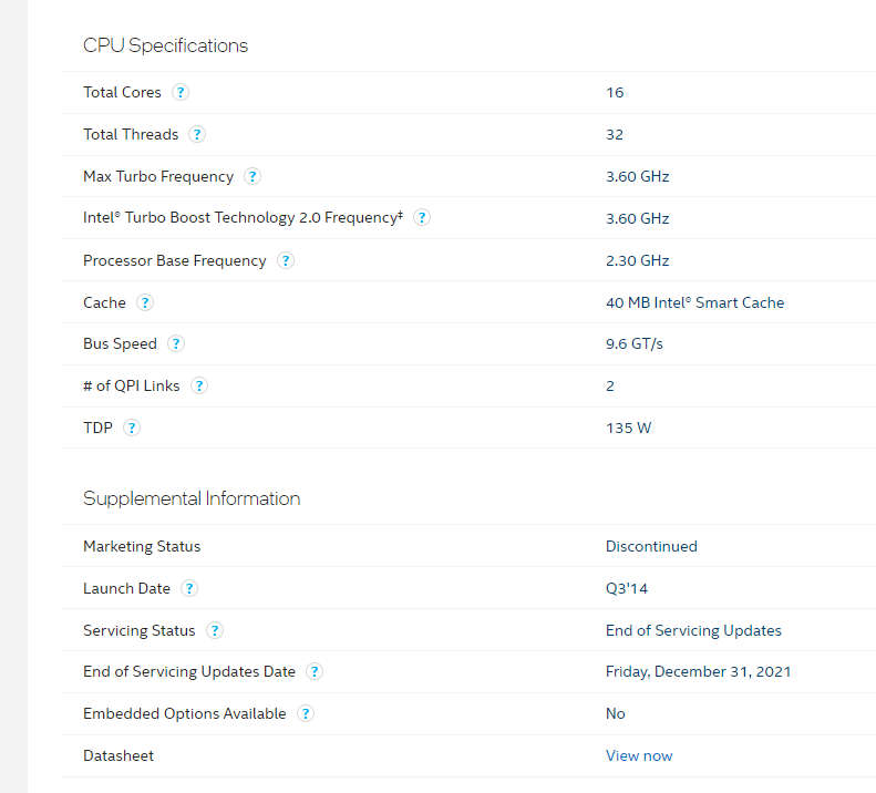 Intel Xeon e5-2698 v3