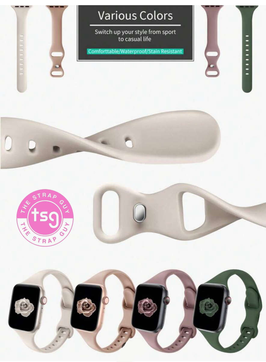 Thin Watch Band compatible with Apple watch 42mm to 45mm silicone - plum