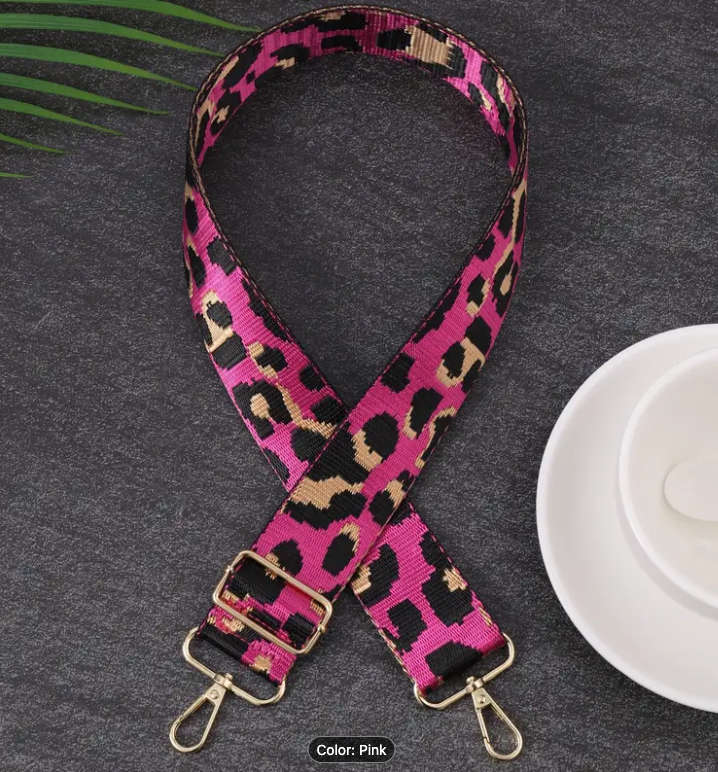 Pink Leopard Print Bag strap