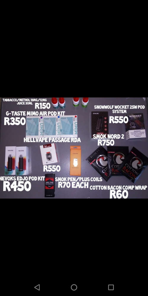 VARIOUS VAPES AND ASSORIES PLUS  E LIQUIDS AVAILABLE ( BOSTON BELLVILLE)