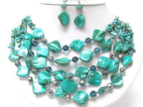 NATURAL SHELL & TURQUOISE NECKLACE SET