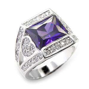 AMAZING AMETHYST CZ SILVER LADIES RING # 6