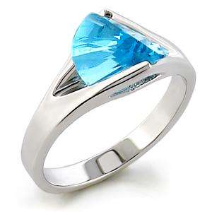 AQUAMARINE SWAROVSKI CRYSTAL SILVER RING # 6