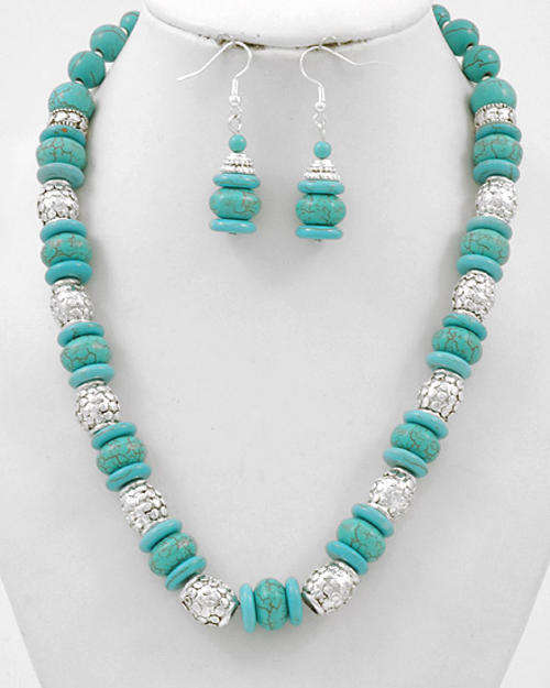 NATURAL TURQUOISE STONE NECKLACE SET